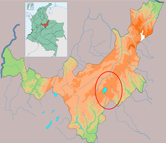 Map of the department of Boyacá